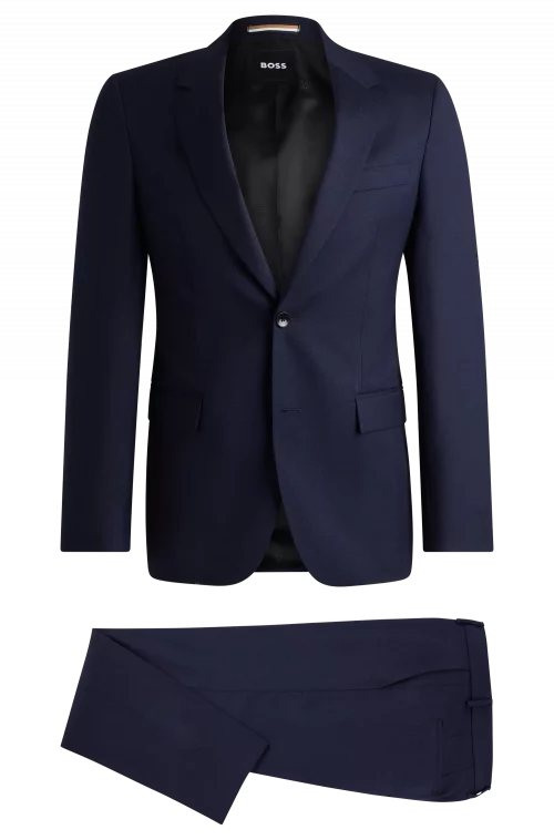 Costume 2 Pieces Faux Uni Bleu Fonce – Image 7