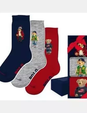 Accessoire Chaussettes Coffret Trio Ours Bleu Fonce
