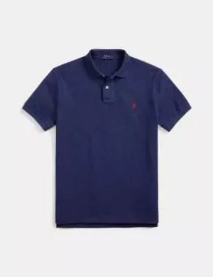 Polo Manches Courtes Pique Mesh Slim Bleu Fonce