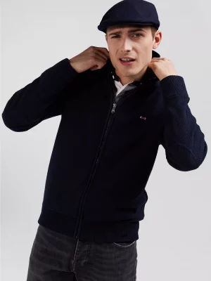 Gilet Manches Longues Noeud Dos Bleu Fonce