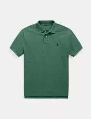 Polo Manches Courtes Pique Mesch Slim Vert Moyen