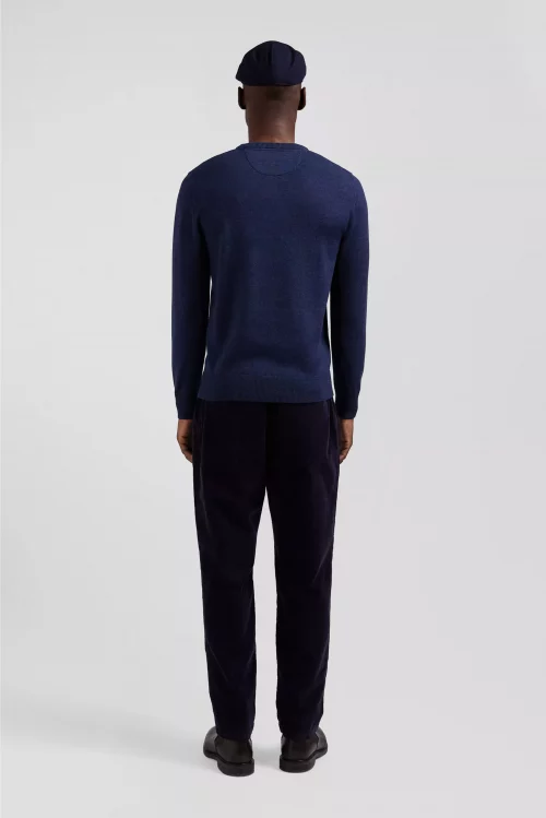 Pull Col Rond Laine & Coton Bleu Fonce – Image 2