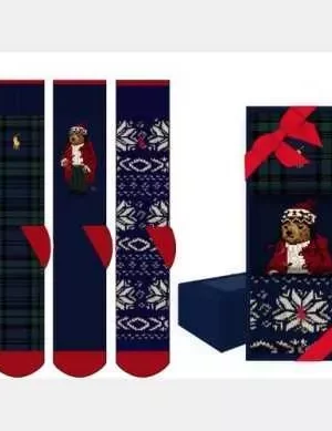 Accessoire Chaussettes Coffret Trio Flocon Bleu Fonce