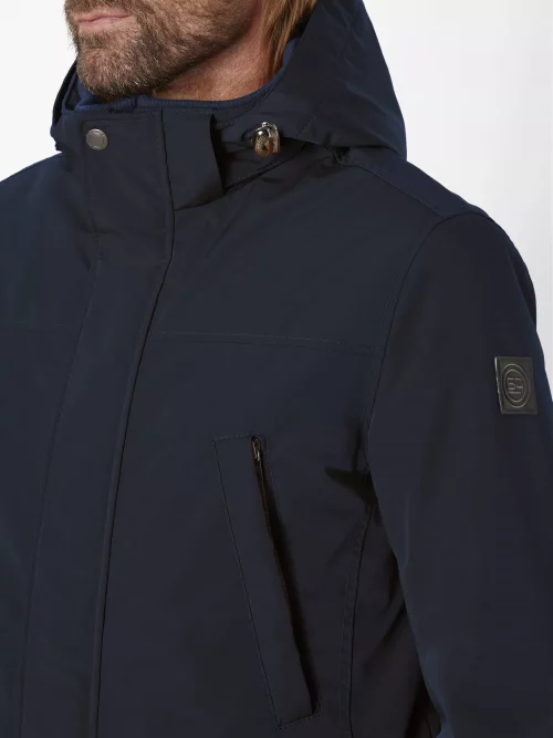 Grosse Piece Parka Nylon Capuche Bleu Fonce – Image 3