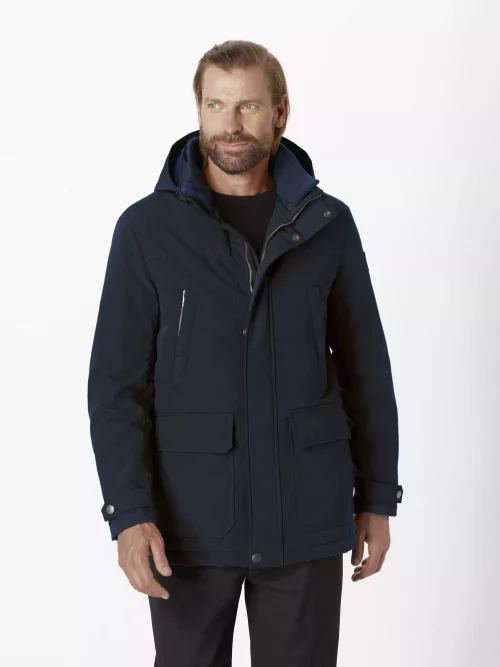 Grosse Piece Parka Nylon Capuche Bleu Fonce – Image 4