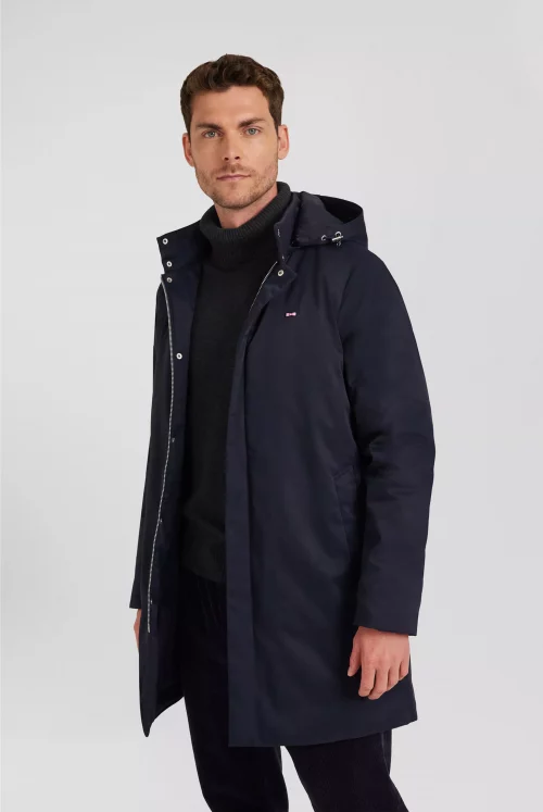 Grosse Piece Parka Always Nylon Capuche Amovible Bleu Fonce