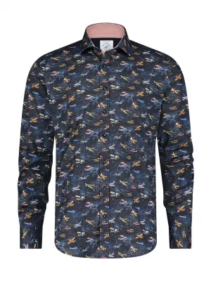 Chemise Manches Longues Sport Avions Bleu Fonce