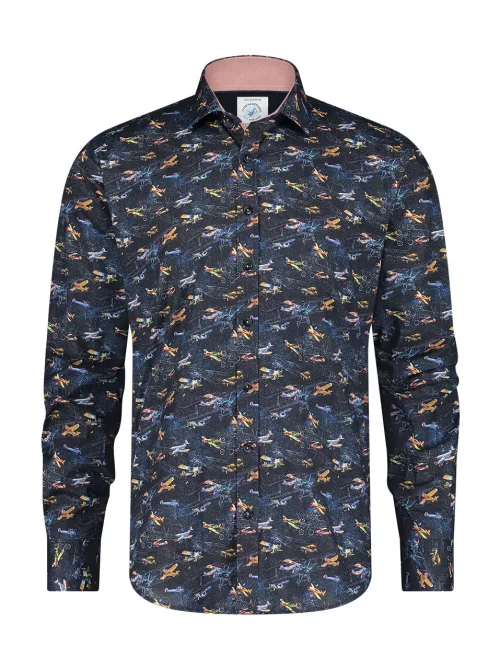 Chemise Manches Longues Sport Avions Bleu Fonce