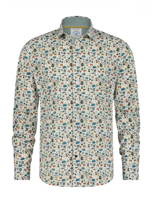 Chemise Manches Longues Sport Camping Vert Moyen