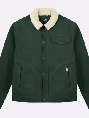 Grosse Piece Blouson Coton Double Sherpa Kaki Fonce