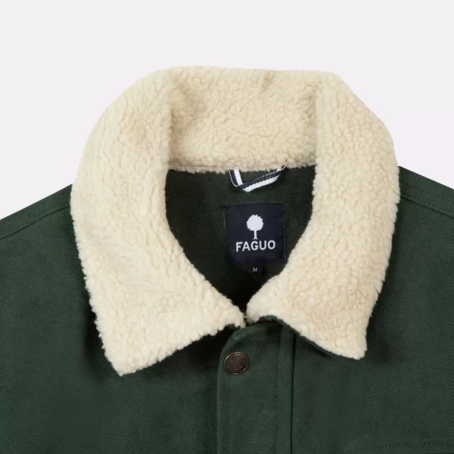Grosse Piece Blouson Coton Double Sherpa Kaki Fonce – Image 3