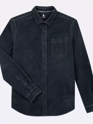 Chemise Manches Longues Sport Velours Bleu Fonce