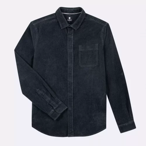 Chemise Manches Longues Sport Velours Bleu Fonce