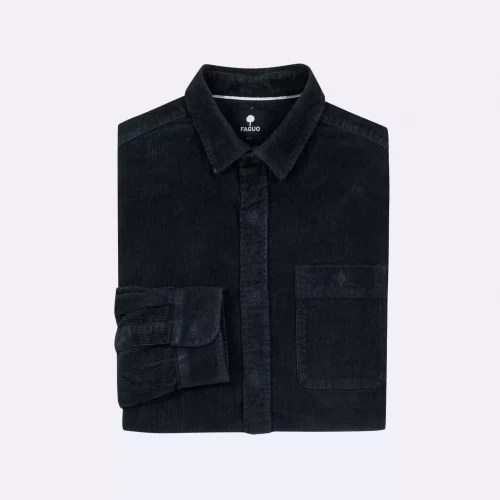 Chemise Manches Longues Sport Velours Bleu Fonce – Image 2