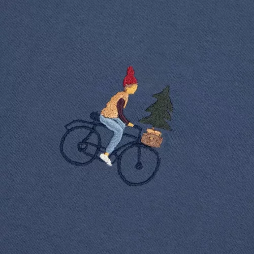 T-shirt Manches Courtes Broderie Velo + Sapin Bleu Moyen – Image 2
