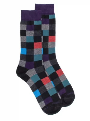 Accessoire Chaussettes Carres Coton Noir Moyen