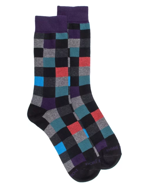 Accessoire Chaussettes Carres Coton Noir Moyen