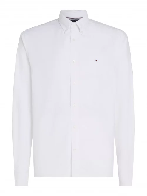 Chemise Manches Longues Sport Oxford Uni Blanc