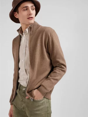 Gilet Manches Longues Laine & Coton Bleu Moyen