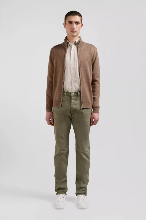 Gilet Manches Longues Laine & Coton Bleu Moyen – Image 3