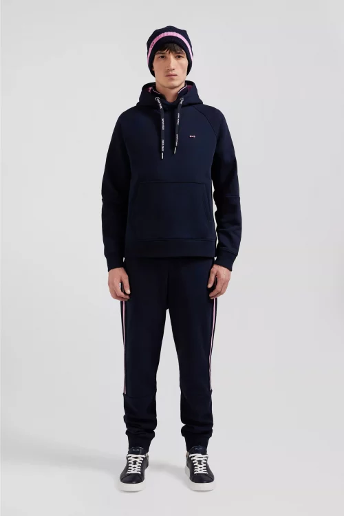 Pull Sweat  Molleton Capuche Rose Bleu Fonce – Image 2