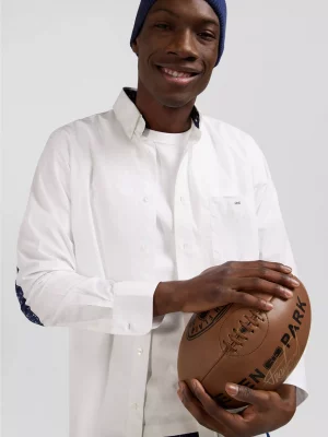 Chemise Manches Longues Sport Uni Coudieres Blanc