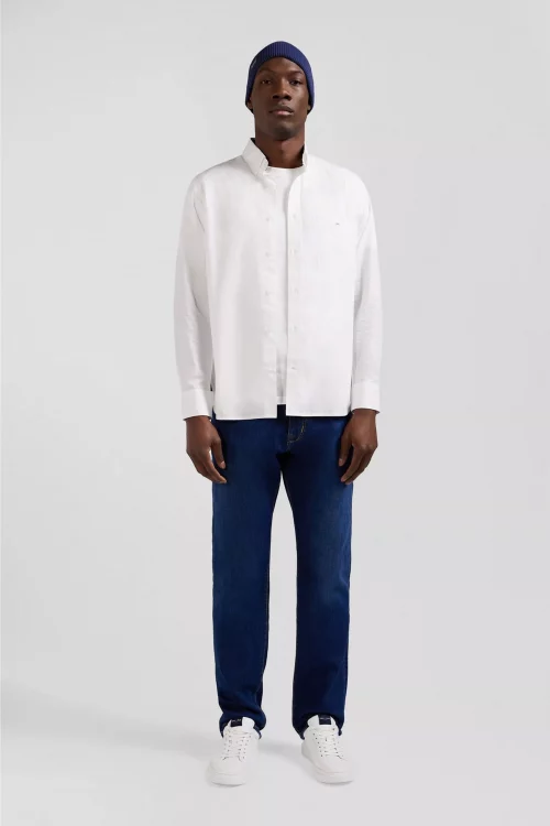Chemise Manches Longues Sport Uni Coudieres Blanc – Image 4