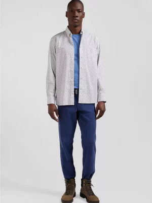 Chemise Manches Longues Sport Imprime Noeuds Bleu Moyen