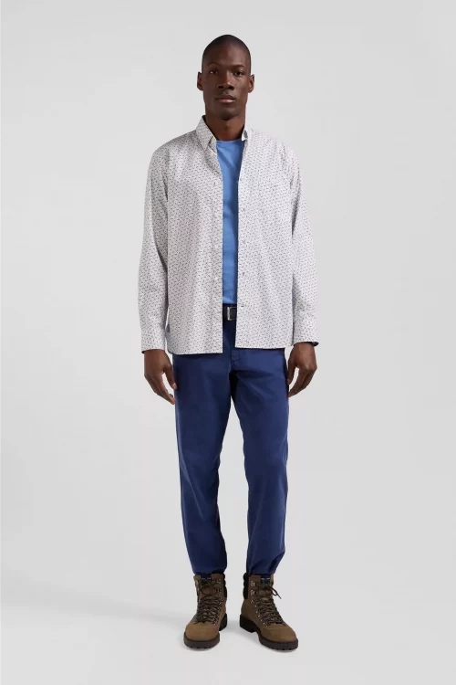 Chemise Manches Longues Sport Imprime Noeuds Bleu Moyen