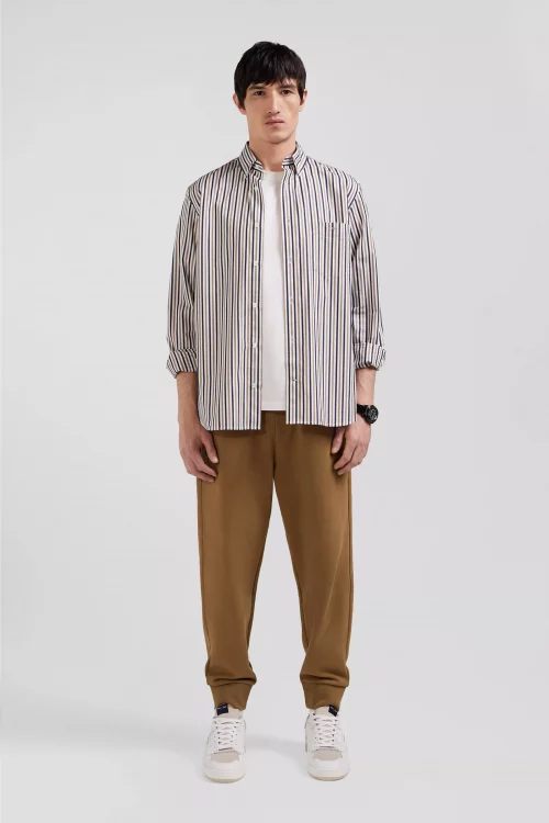 Chemise Manches Longues Sport Rayure Baton Bicolore Beige Moyen – Image 3