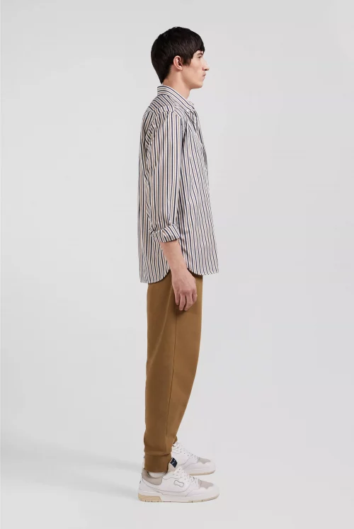 Chemise Manches Longues Sport Rayure Baton Bicolore Beige Moyen – Image 4