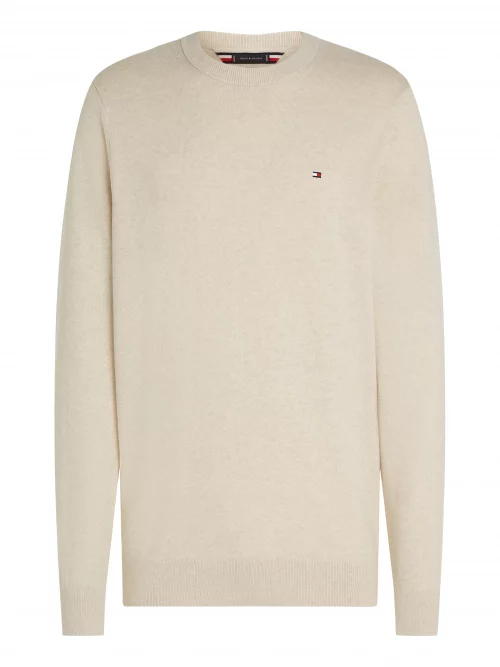 Pull Col Rond Coton Cash Beige Clair