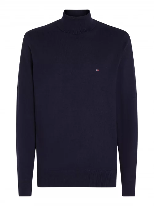 Pull Col Roule Roule Coton Cash Bleu Fonce