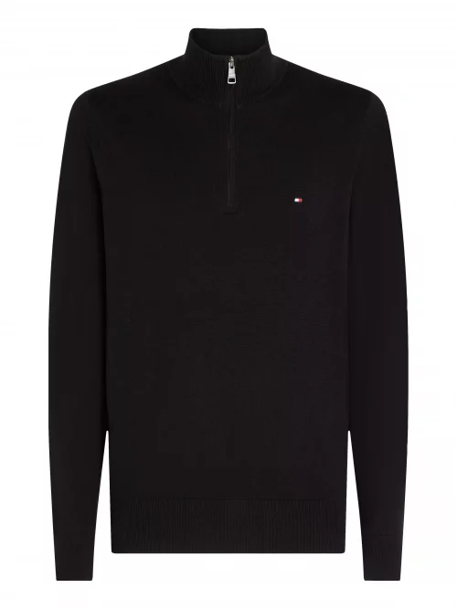 Pull Col Cheminee Coton Cash 1/2 Zip Noir Fonce