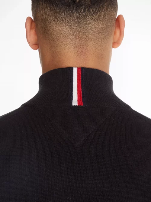 Pull Col Cheminee Coton Cash 1/2 Zip Noir Fonce – Image 3