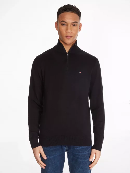 Pull Col Cheminee Coton Cash 1/2 Zip Noir Fonce – Image 5