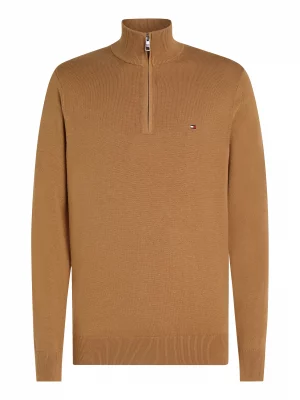 Pull Col Cheminee Coton Cash 1/2 Zip Beige Moyen