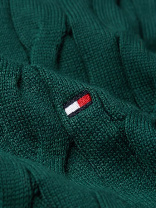 Pull Col Rond Torsade Vert Fonce – Image 3