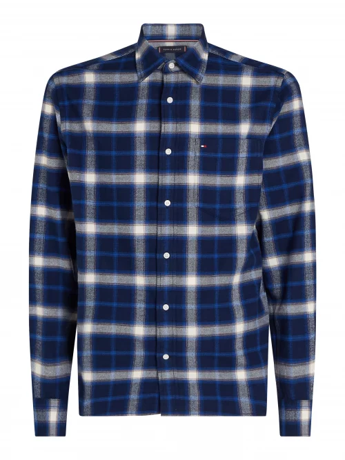 Chemise Manches Longues Sport Carreau Gratte Bleu Moyen