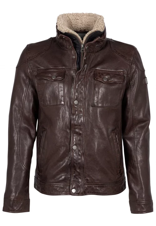 Cuir Blouson Agneau 2pp Beige Fonce