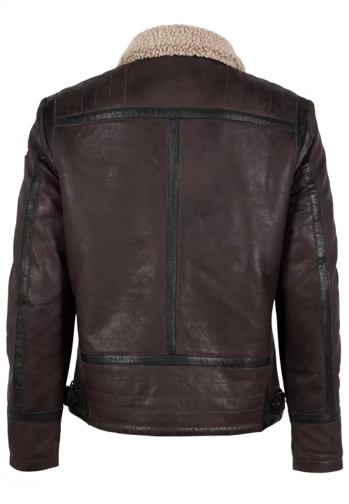 Cuir Blouson Agneau Bombardier Beige Fonce – Image 2