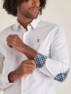 Chemise Manches Longues Sport Oxford Coudieres Opposition Blanc
