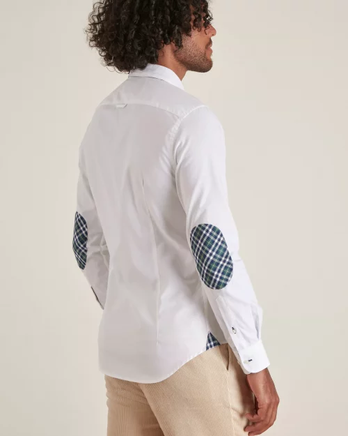Chemise Manches Longues Sport Oxford Coudieres Opposition Blanc – Image 2