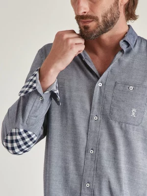 Chemise Manches Longues Sport Twill Gratte Bleu Moyen