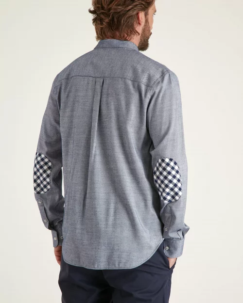 Chemise Manches Longues Sport Twill Gratte Bleu Moyen – Image 2
