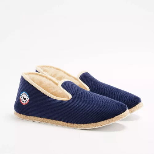 Accessoire Chaussures Velours 500 Raies Bleu Fonce