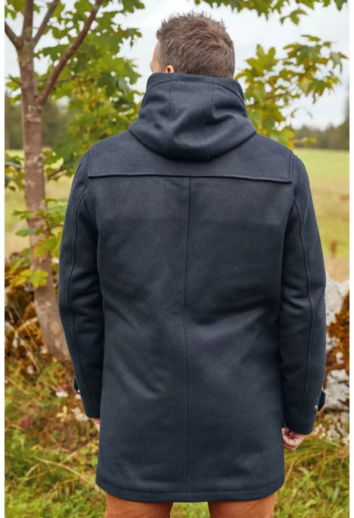 Grosse Piece Manteau Duffle Laine Brandebourg Bleu Fonce – Image 2