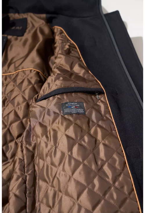 Grosse Piece Manteau Duffle Laine Brandebourg Bleu Fonce – Image 4