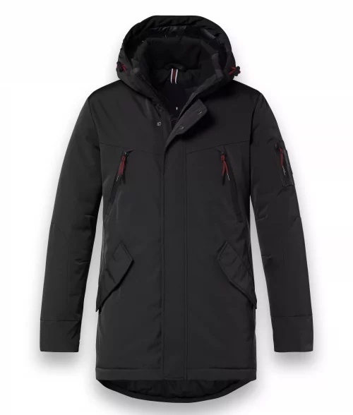 Grosse Piece Parka Nylon 2 Poches Rabat Noir Fonce