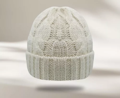 Accessoire Bonnet Torsade Revers Beige Clair